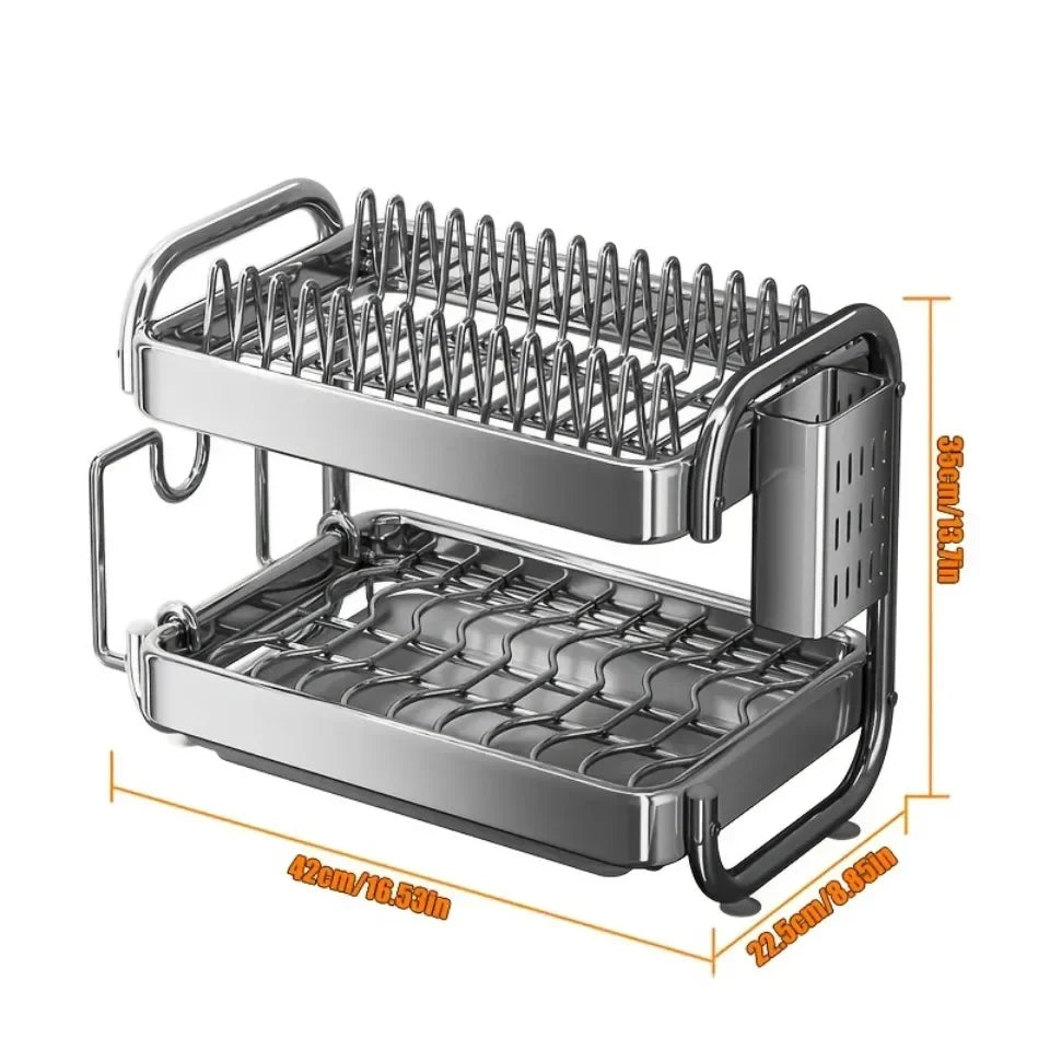 Dish Drying Rack Rustproof Big-Capacity Bowl Storage Shelf