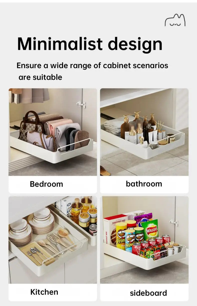 Pull Out Organizer Slide Rails Drawer Type Storage