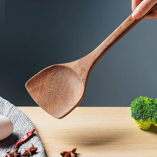 Utensils Non-Stick Cookware Wooden Handle Soup Spoon Spatula