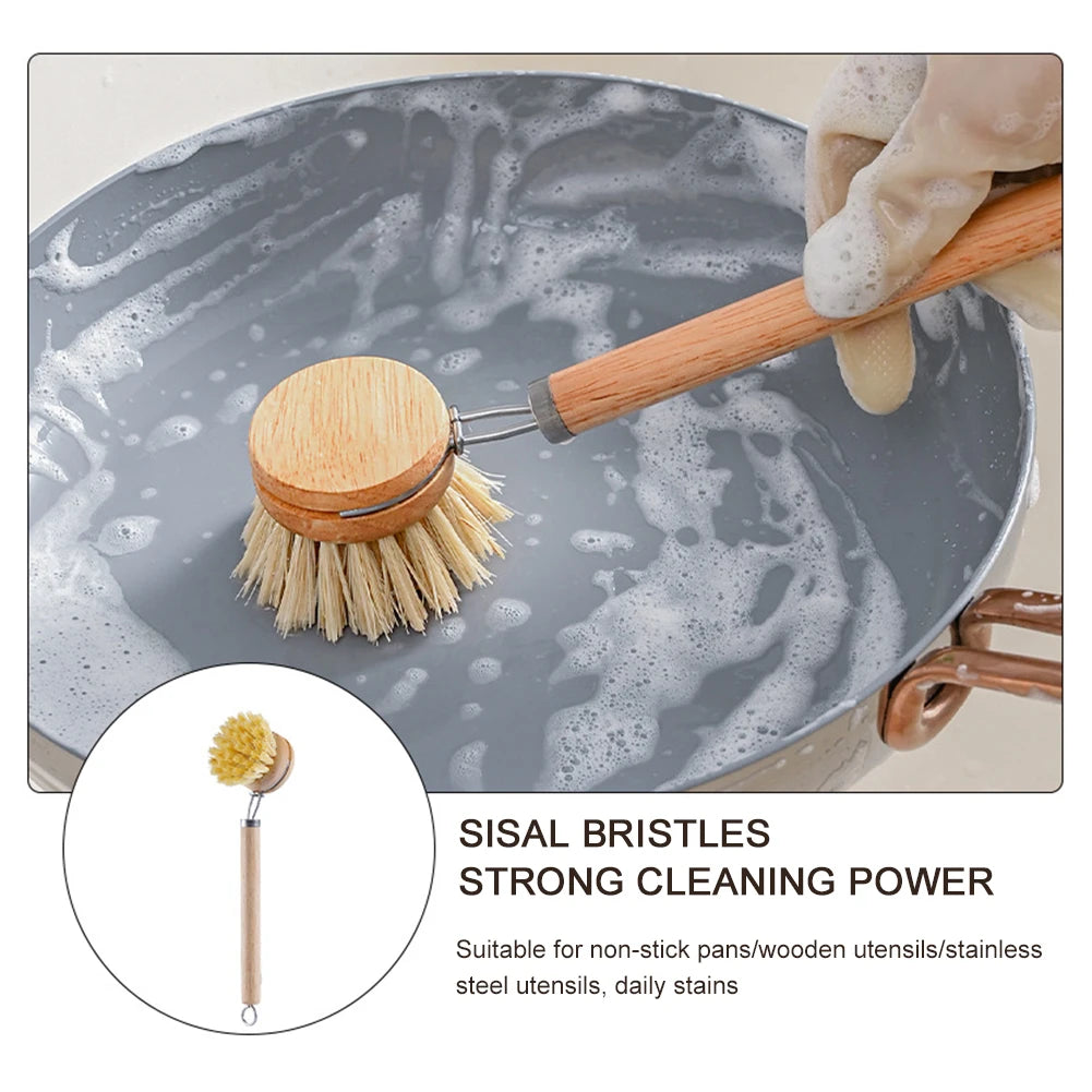 Dishes Brush Wooden Soft Bristles Dishes Stain Remove