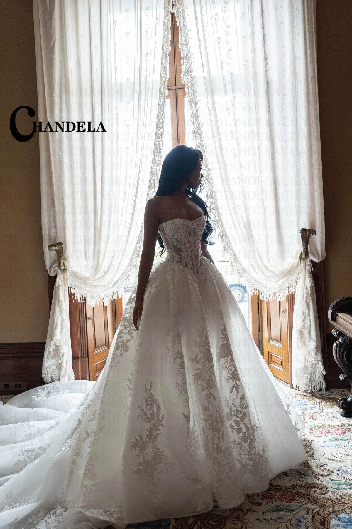 Chandela Trendy A-Line Wedding Dress Bridal Sleeveless Tulle