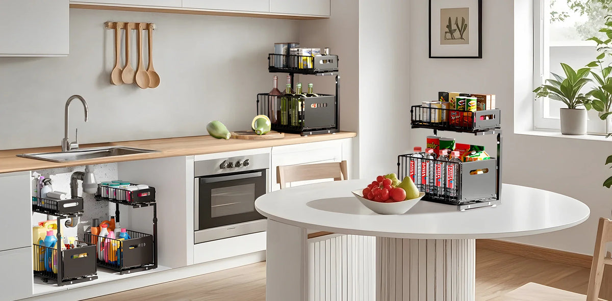 Tier Adjustable Pull Out Under Sink Organizer Slide