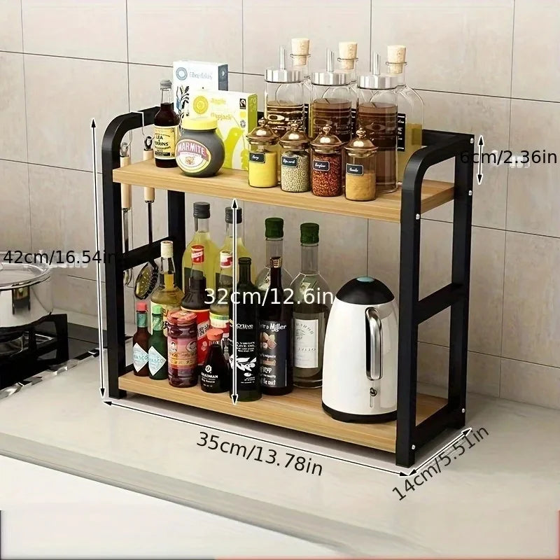 2-Tier Metal Countertop Shelf Organizer Rack Coffee Mugs