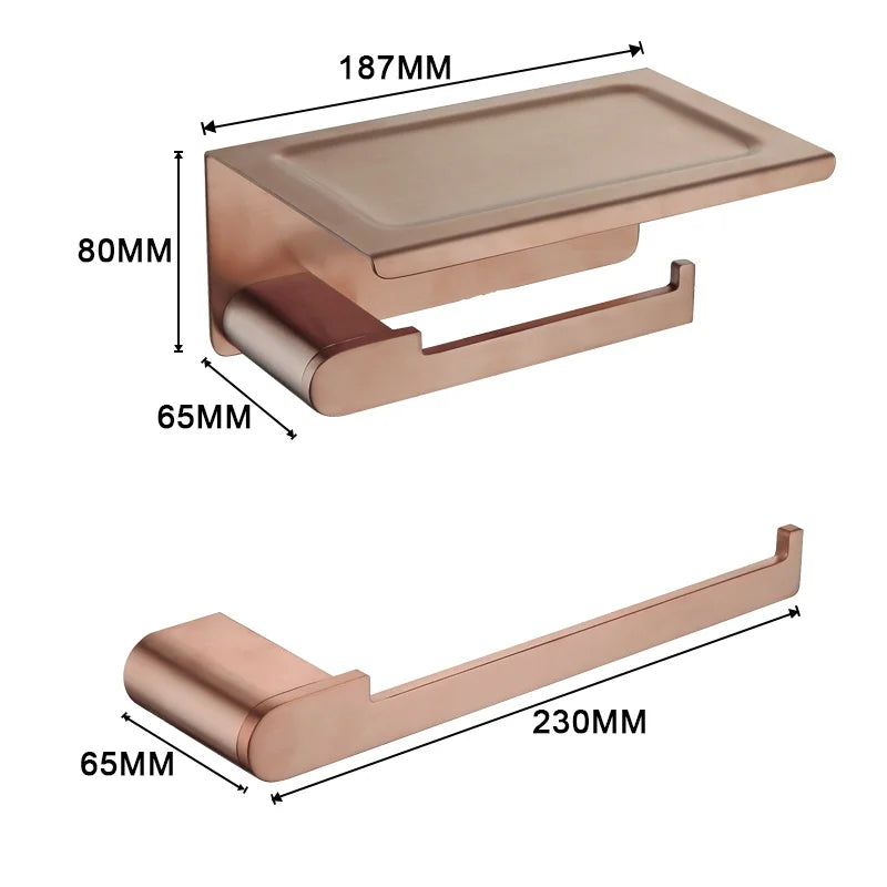 Brushed Rose Gold Towel Rack/Clothes Hook/Cup Holder/Soap