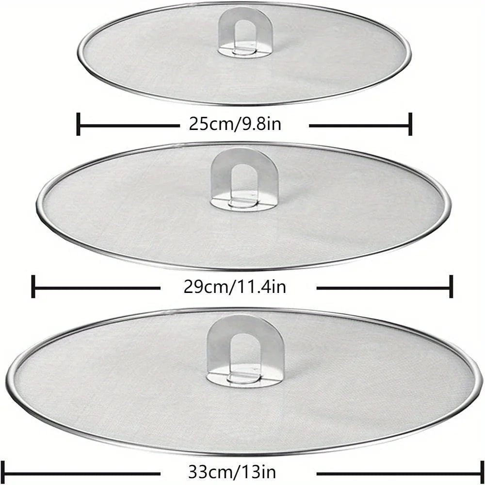 3pcs/Pack Splatter Screen Cooking Stainless Steel Grease Guard