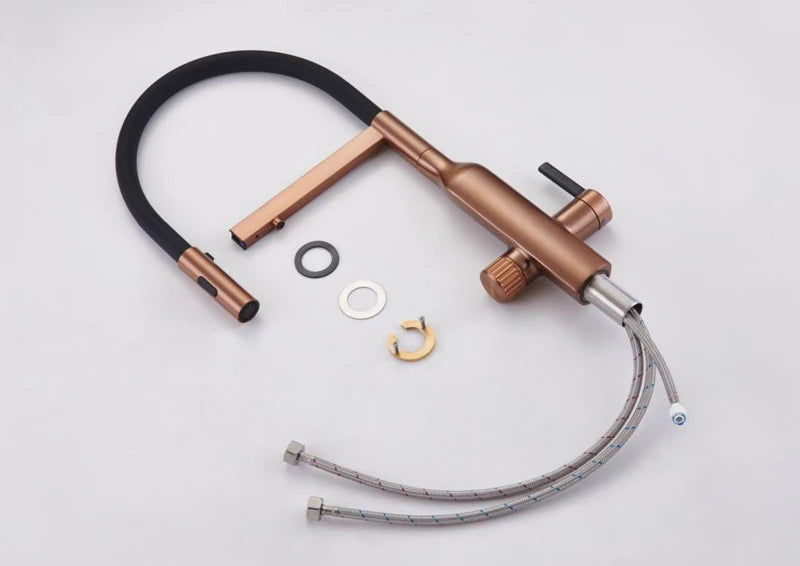 Shiny Rose Gold Brass Pull-Out Cold Water Hole