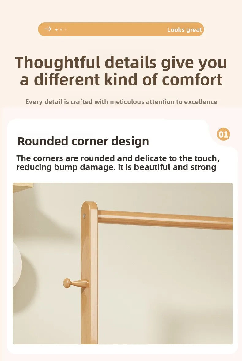Small Bamboo Hat Rack Floor Hanging Clothes Rack
