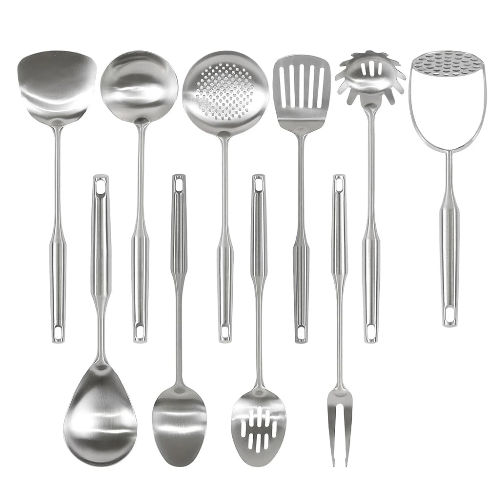 Lmetjma 304 Stainless Steel Utensils All Metal Long