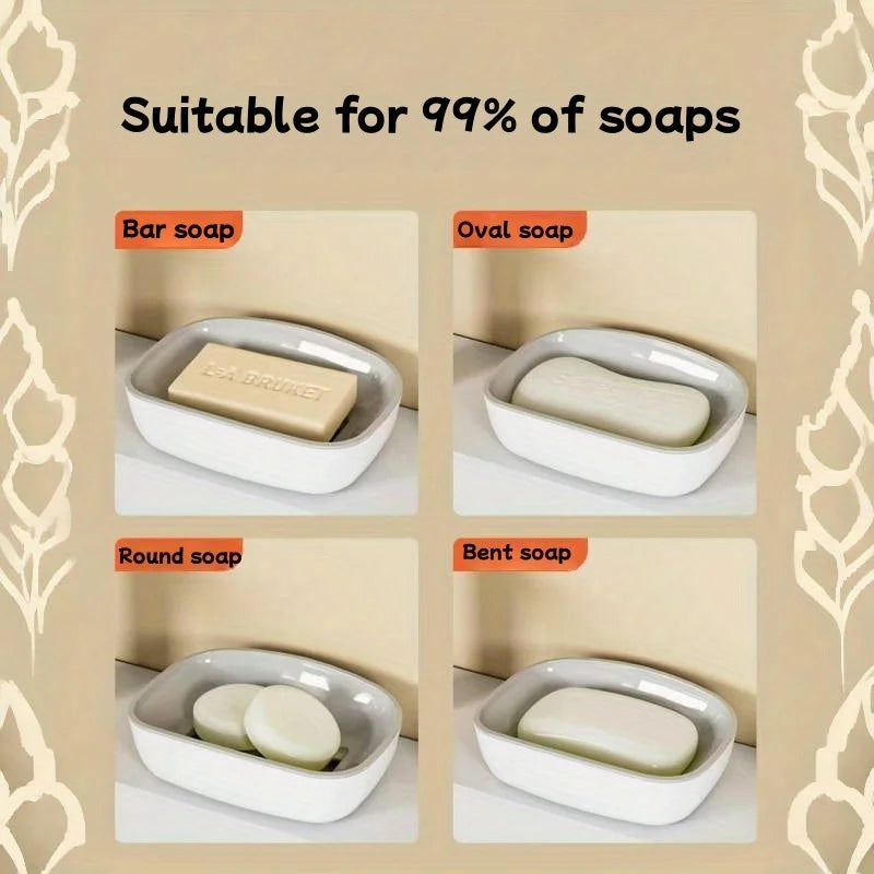 1pc Soap Dish Double-Layer Drainage Automatic Drain Easy