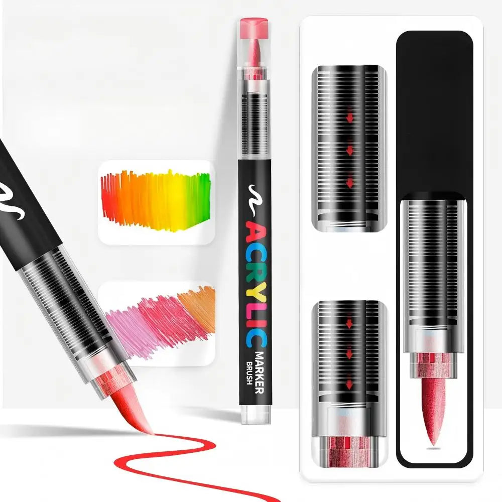 12-418 Colors Acrylic Paint Pen Markers Soft Brush