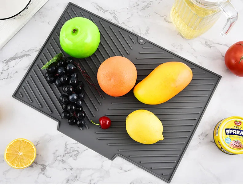 Dish Drying Mat-Silicone Drying Pad Counter Non-Slip Drain