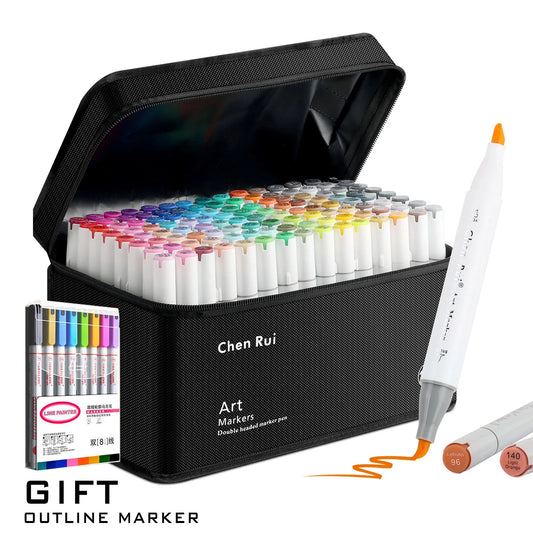48/60/80/120 Colors Dual Tip Brush&Chisel Permanent Art Marker
