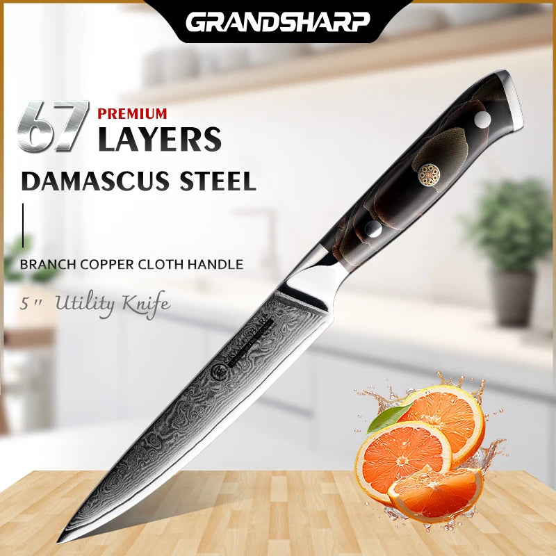 Grandsharp Inch Utility Knife 67 Layer Damascus Steel