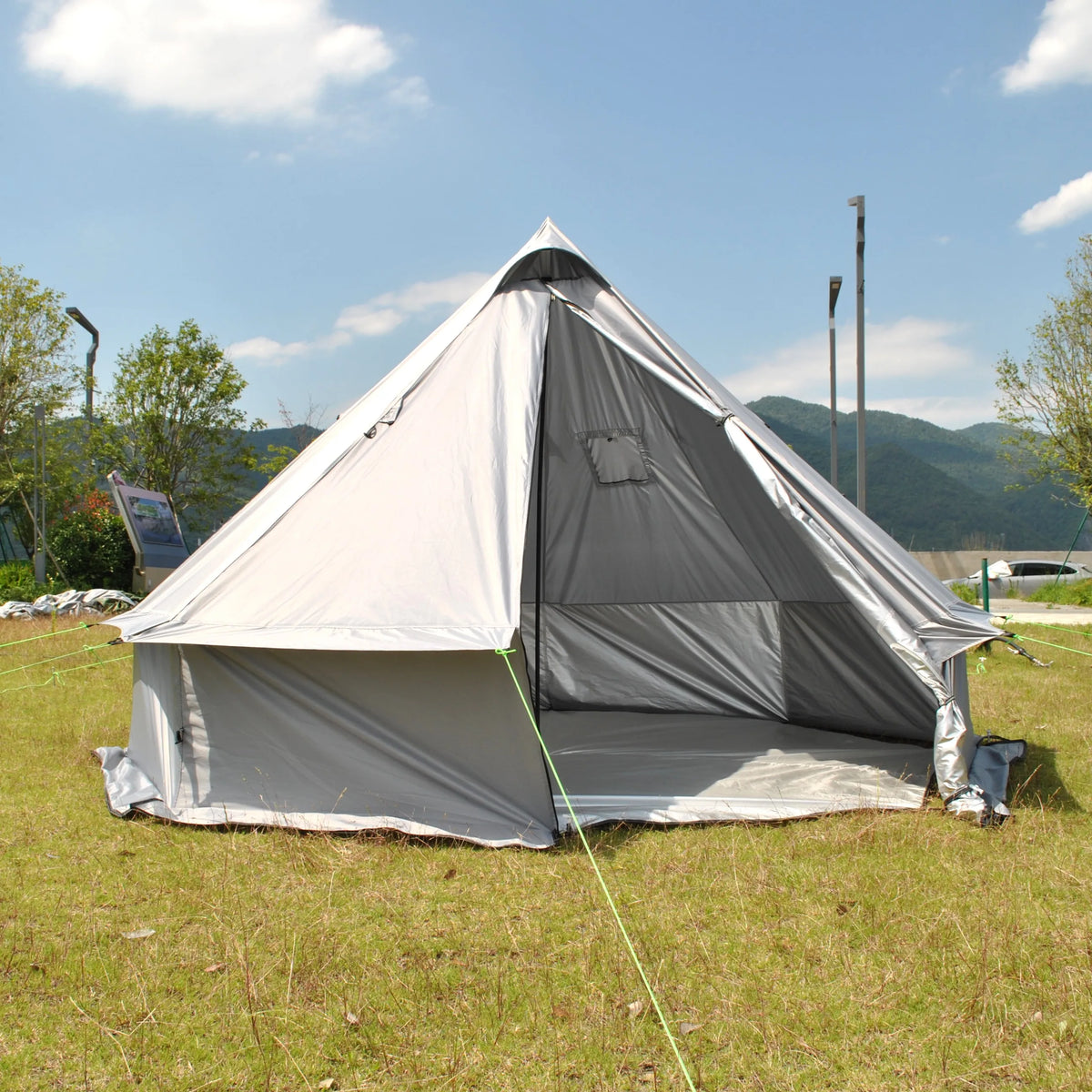 Person Large Pyramid Tent Four Seasons Camping Chimney