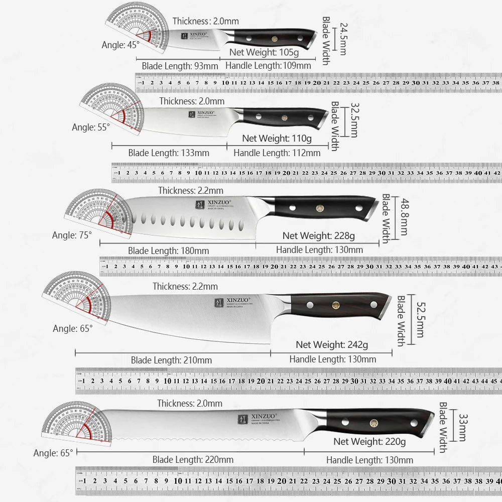 Xinzuo 1-5pcs Stainless Steel Knives Germany 4116 Steel