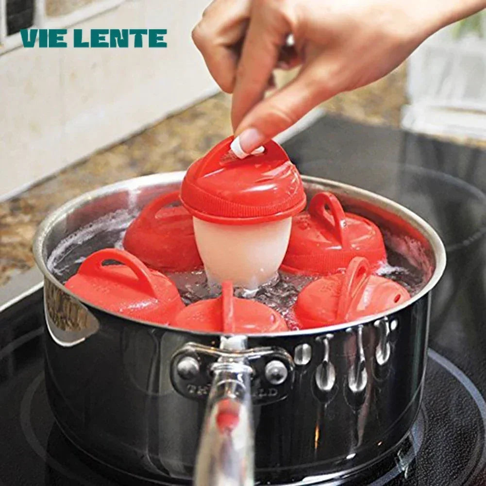 6pc Mini Egg Poachers Cooker Silicone Non-Stick Egg