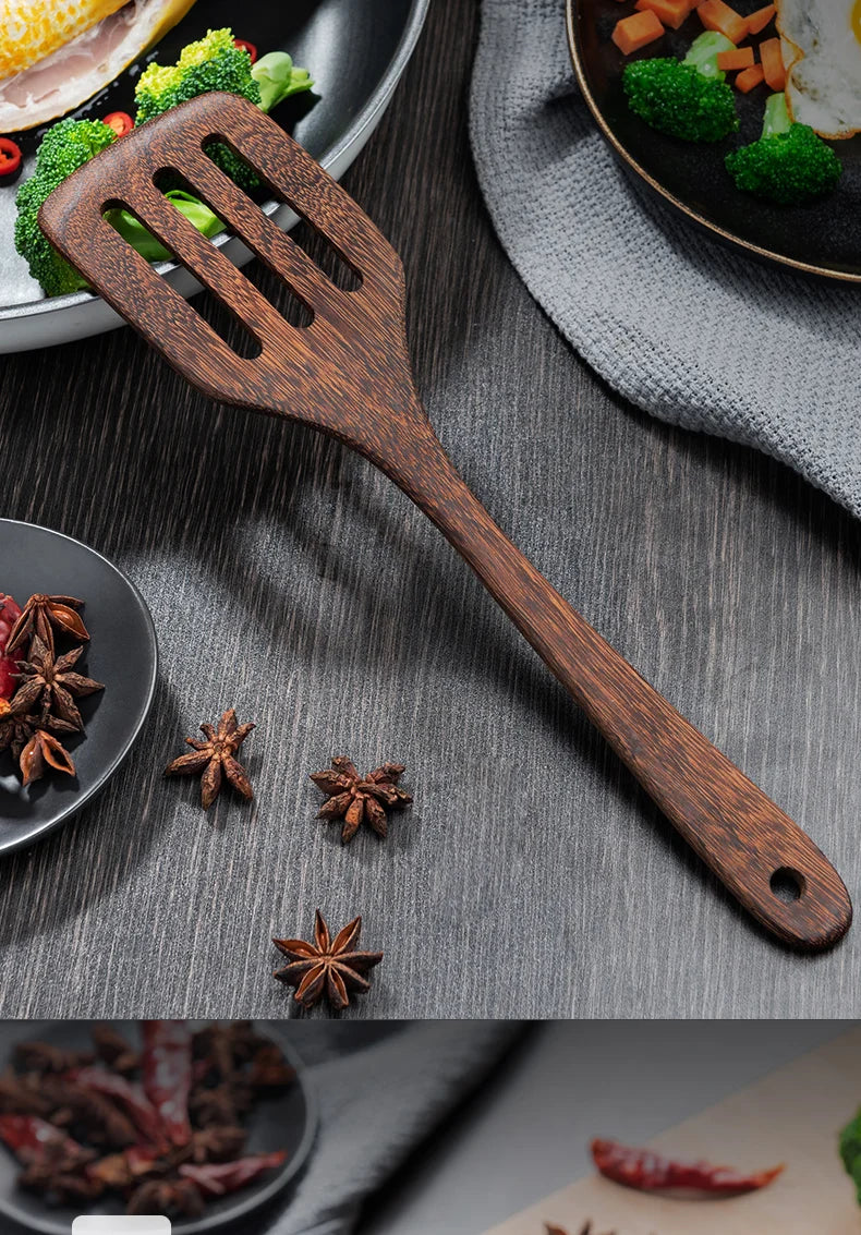 Utensils Non-Stick Cookware Wooden Handle Soup Spoon Spatula