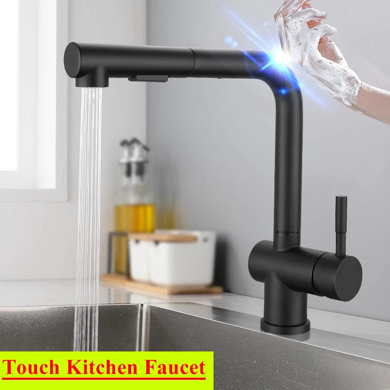 Handfree Grey Touch On Faucet Stainless Steel Cold