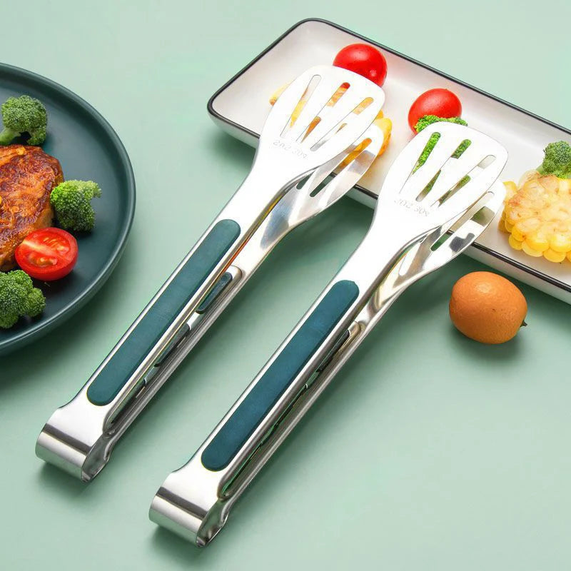 Non-Slip Stainless Steel Food Tongs Meat Salad Bread