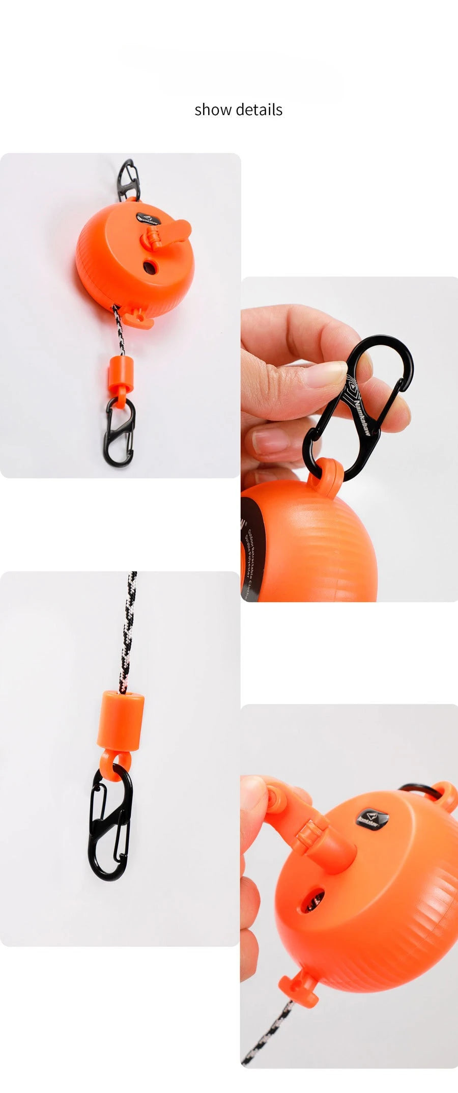8m Retractable Clothesline Outdoor Travel Hand-Cranked