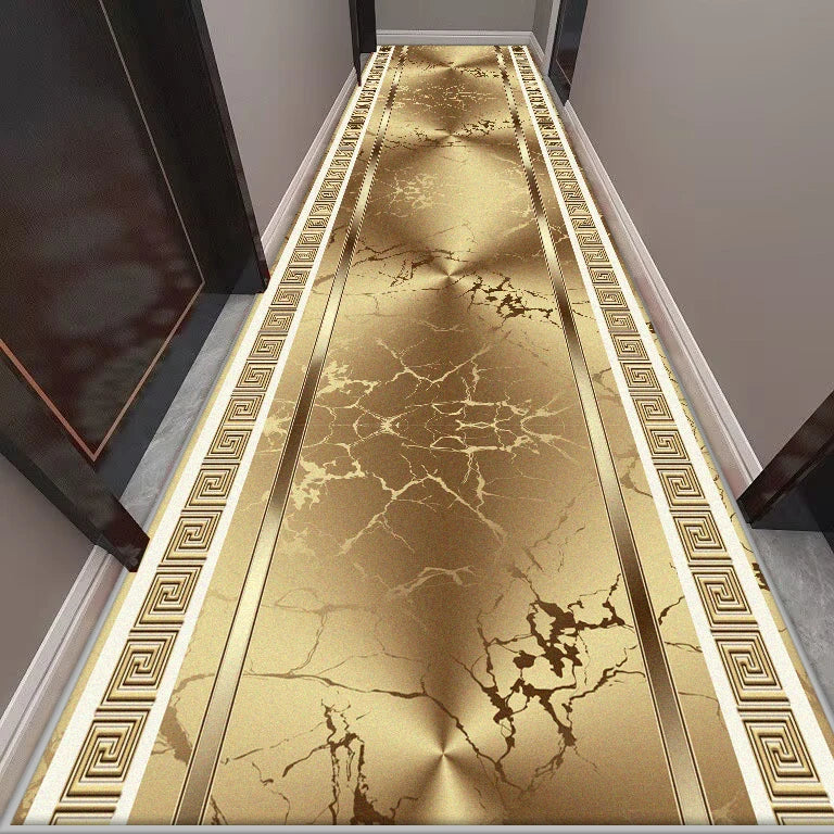 Golden Long Corridor Carpet Luxury European Decoration Hallway