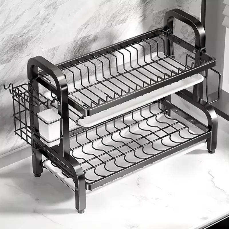 Tier Stainless Steel Dish Drainer Rustproof Compact Organizer