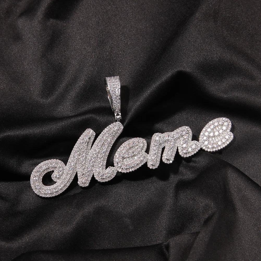Uwin Custom Name Pendant Brush Cursive Letter Necklace