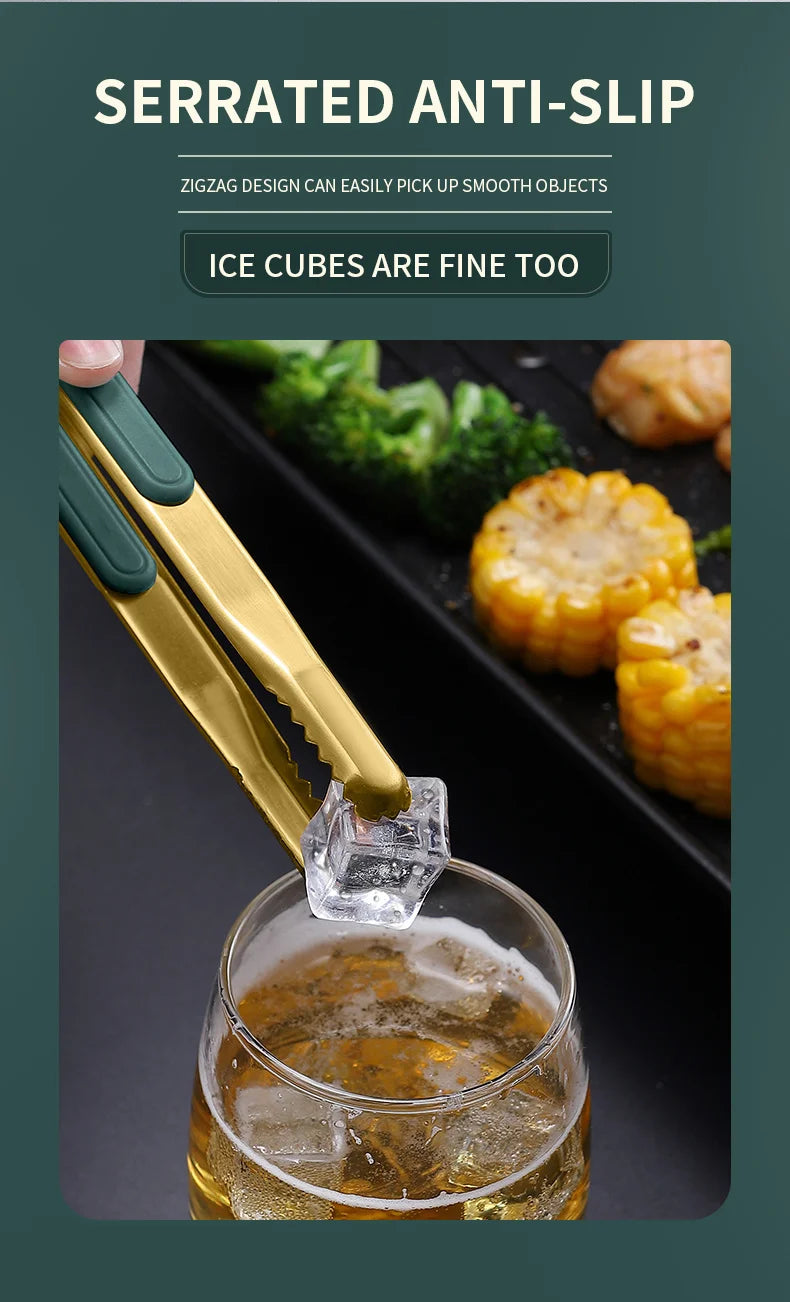 Gold Stainless Steel Food Tongs Non-Slip Serving Tongs