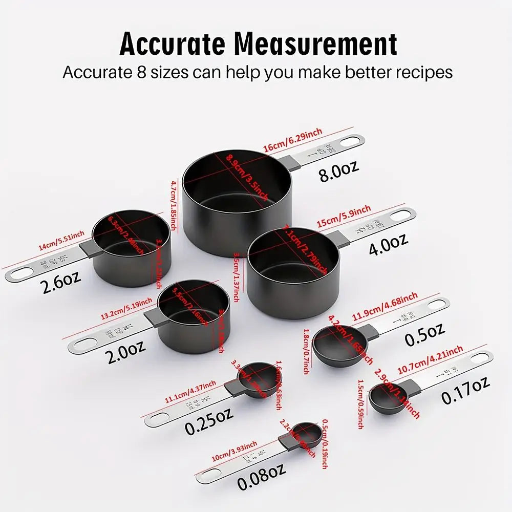 8pcs/Set Stainless Steel Handle Measuring Cups Measuring