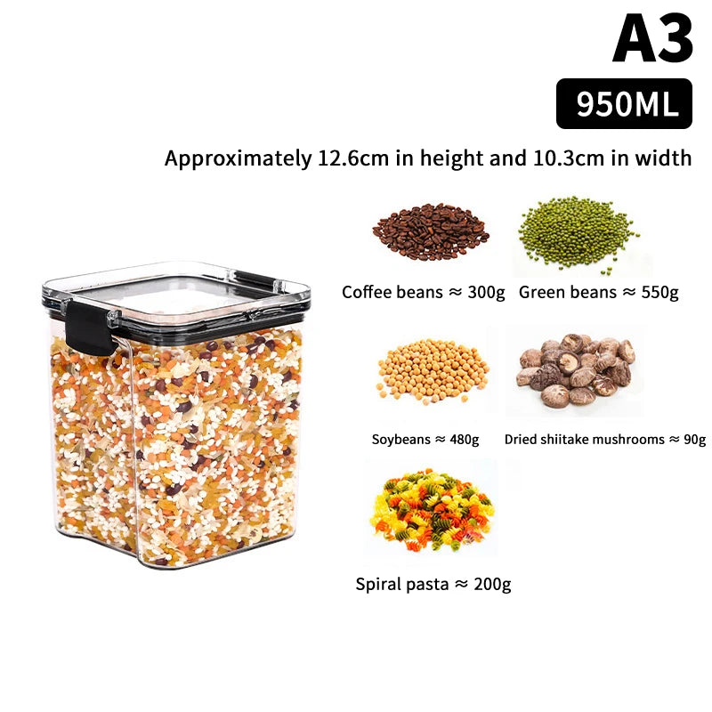 Airtight Sealed Plastic Food Storage Box Transparent Cereal