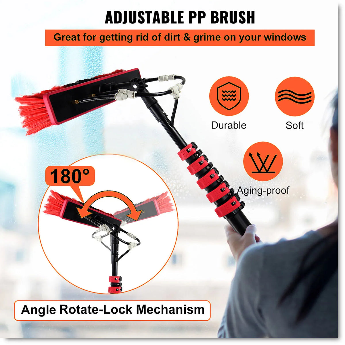 Water Fed Telescopic Pole Telesbrush Window Solar Photovoltaic