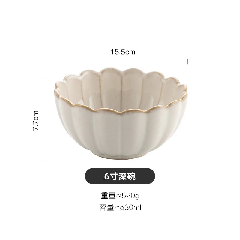 Nordic White Bowls Dinner Plates Ceramic White Glaze