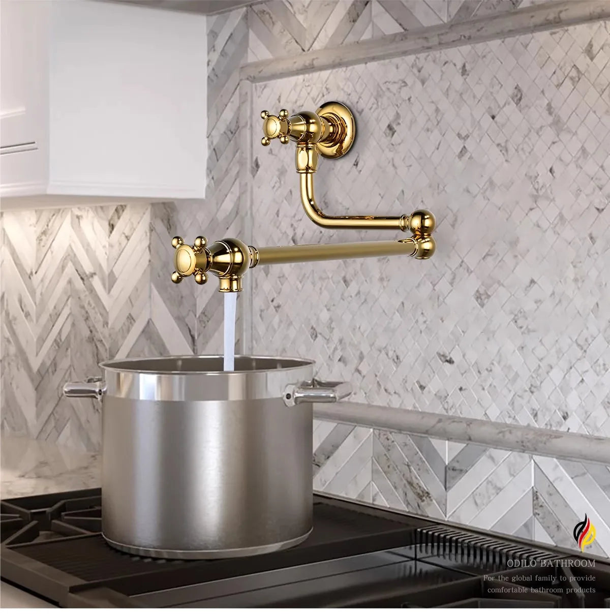 Faucet Brushed Gold Pot Filler Tap Wall Mounted