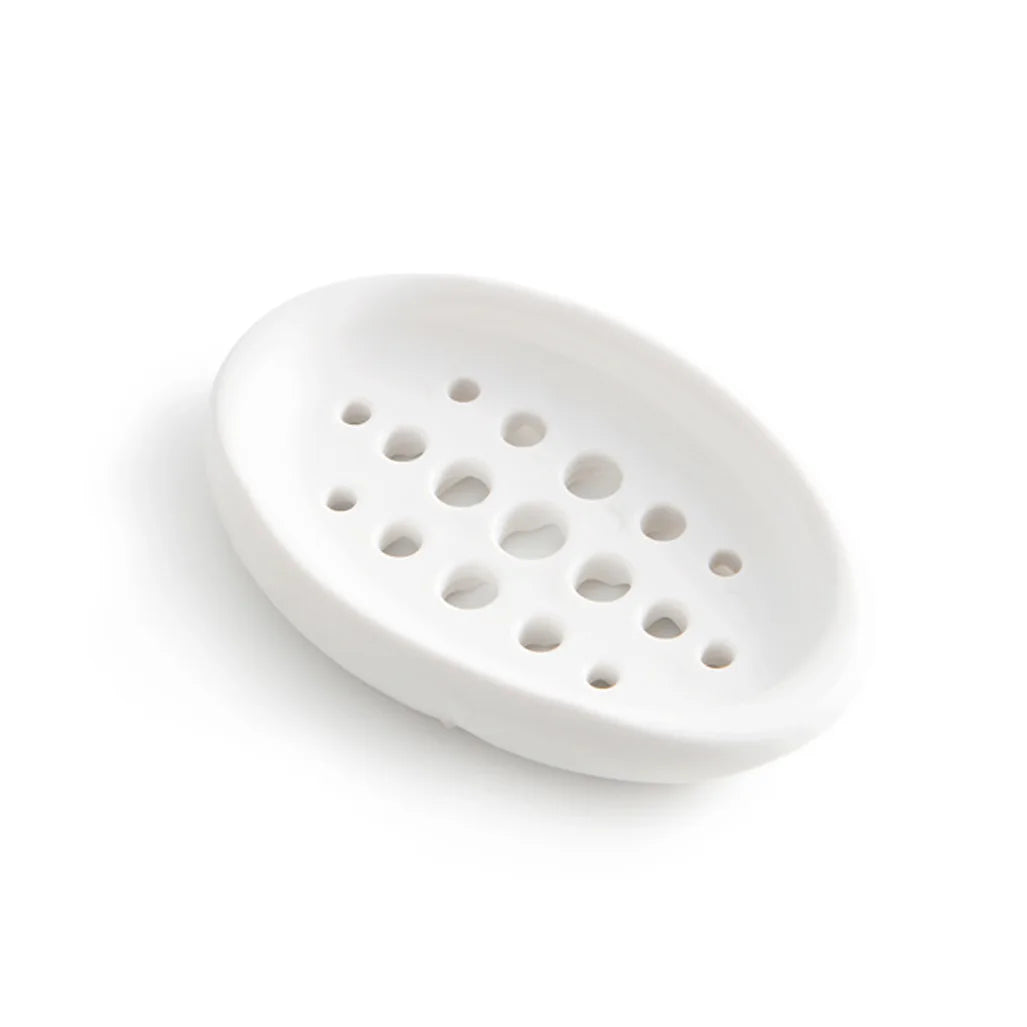 Oval Silicone Soap Dish Self Draining Bathroom Storage