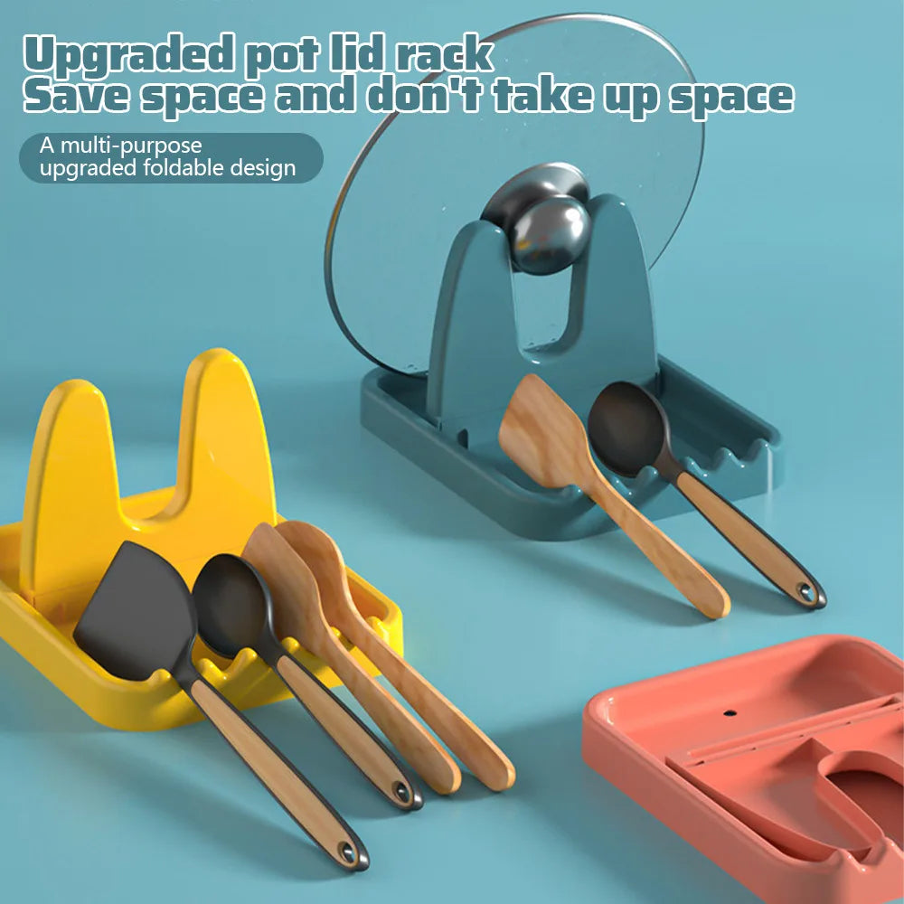 Foldable Pot Lid Rack Plastic Spoon Holder Fork