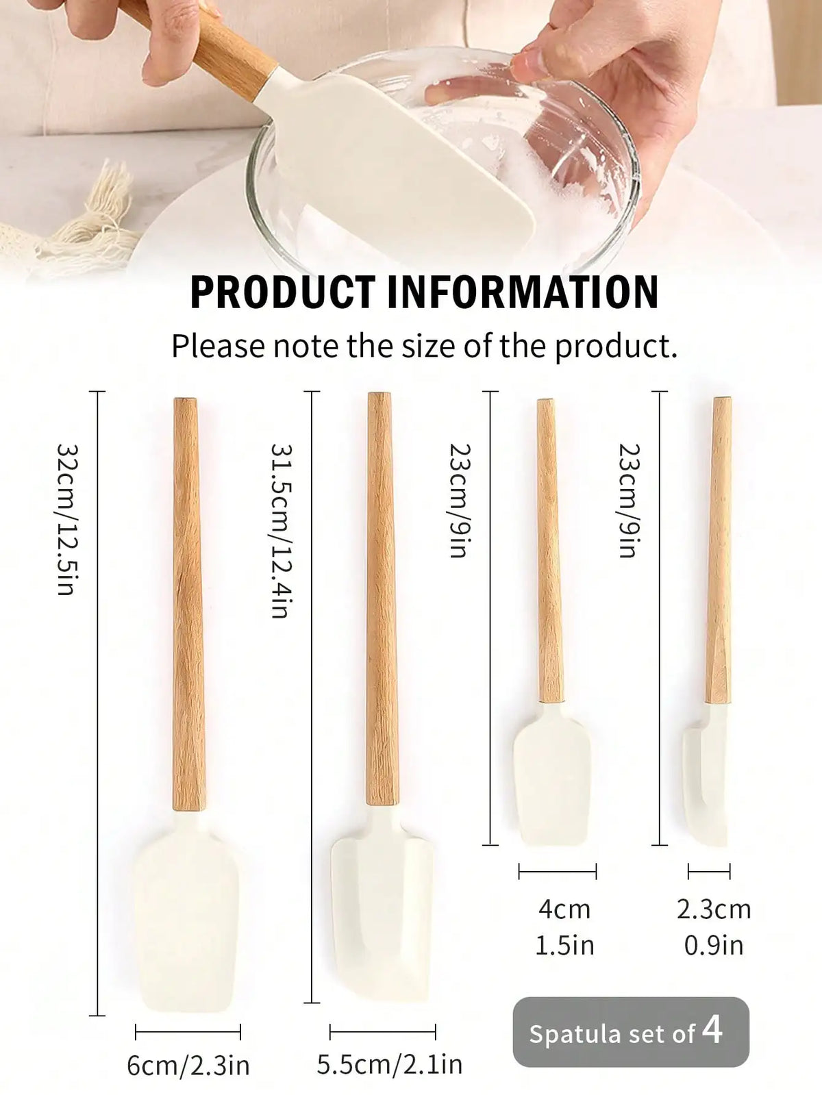 Silicone Scraper Spatula Food Grade Heat Resistant Baking