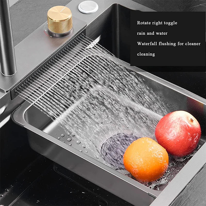 Black Nano Sink Waterfall Faucet Large Bowl Cup