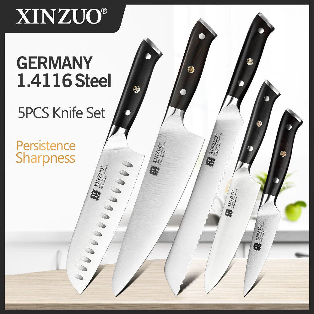 Xinzuo 1-5pcs Stainless Steel Knives Germany 4116 Steel