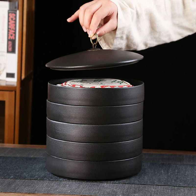 Creative Ceramic Tea Storage Jar Large Handmade Loose