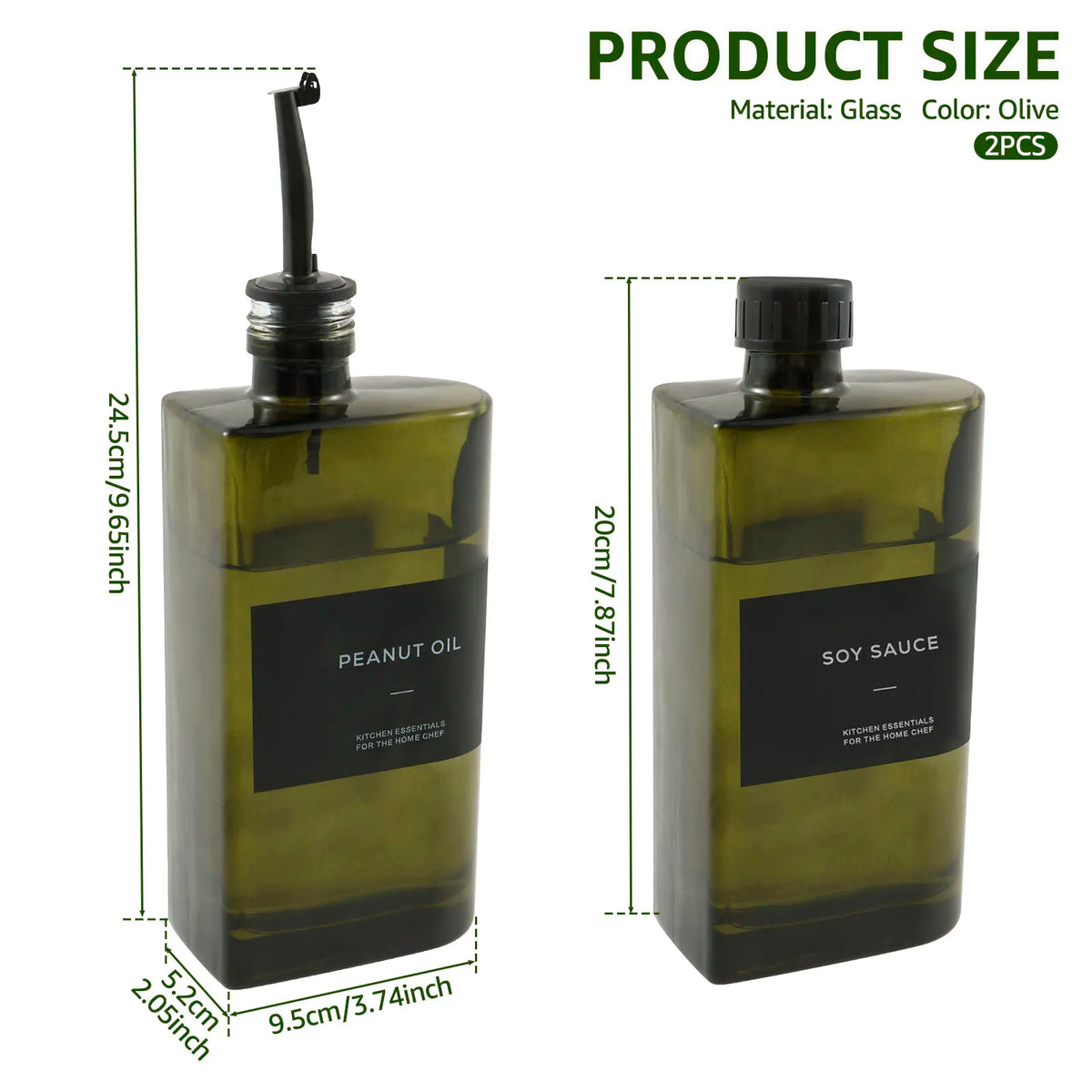 4pcs 500ml Olive Oil Dispenser Glass Bottle Transparent