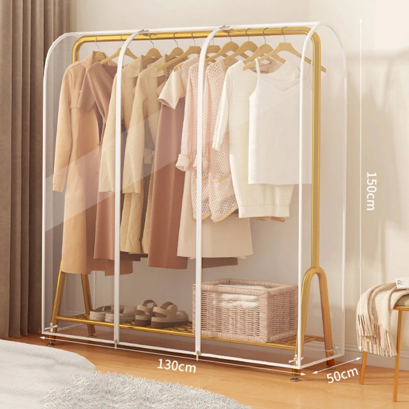 Floor Clothes Hanger Dust Cover Bedroom Drying Rack