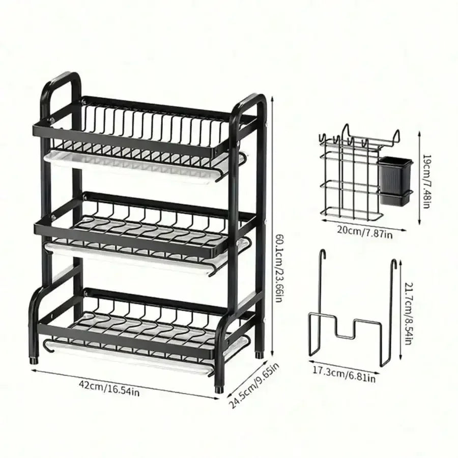 2-Tier Stainless Steel Dish Drying Rack Drainboard Rustproof