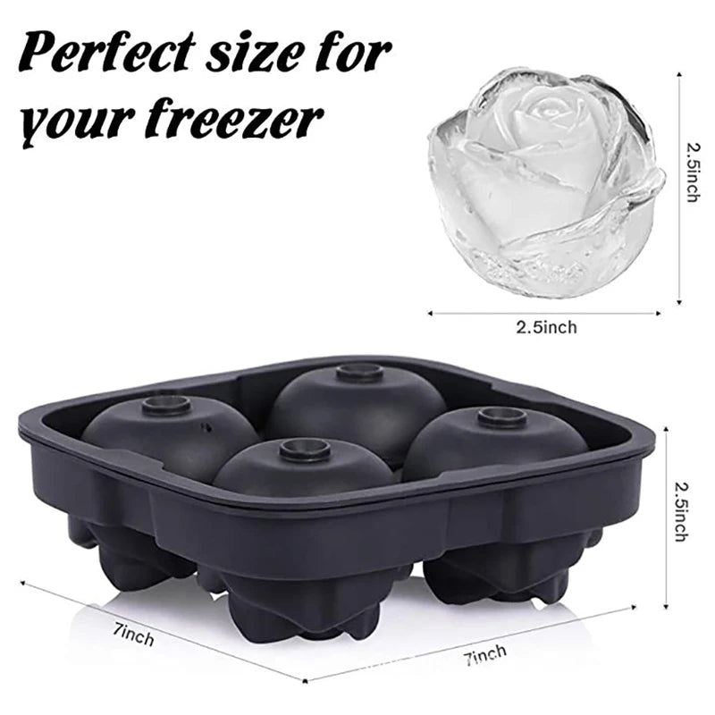 3d Ice Cube Tray Silicone Rose Shape Ice