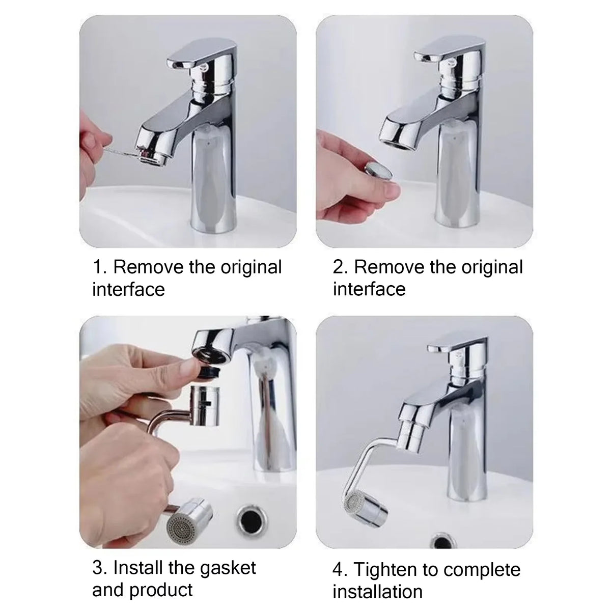 2/1pcs 1080 Degree Swivel Stainless Steel Faucet Extender