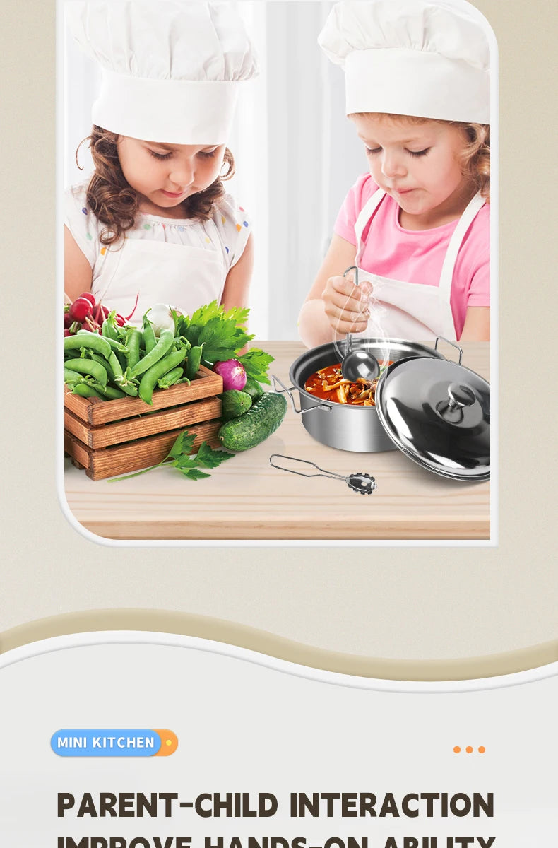 Stainless Steel Kids Toy Real Metal Cooking Utensils