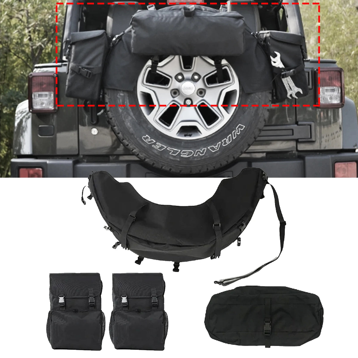 Car Rear Spare Tire Storage Bag Kit Cargo
