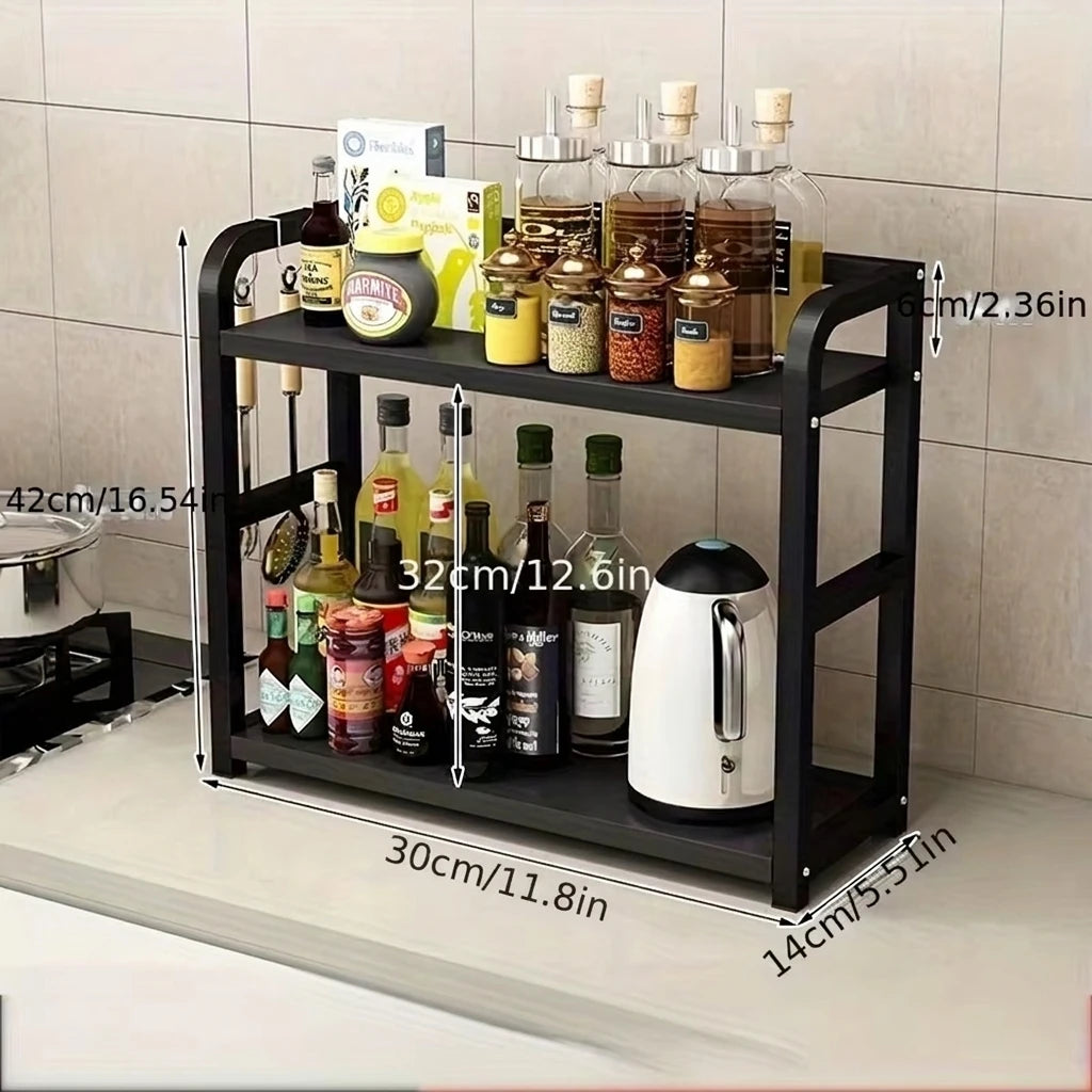 2-Tier Metal Countertop Shelf Organizer Rack Coffee Mugs