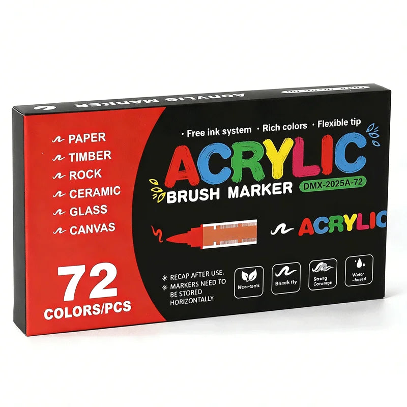 12-408 Colors Acrylic Paint Markers Flexible Brush Acrylic