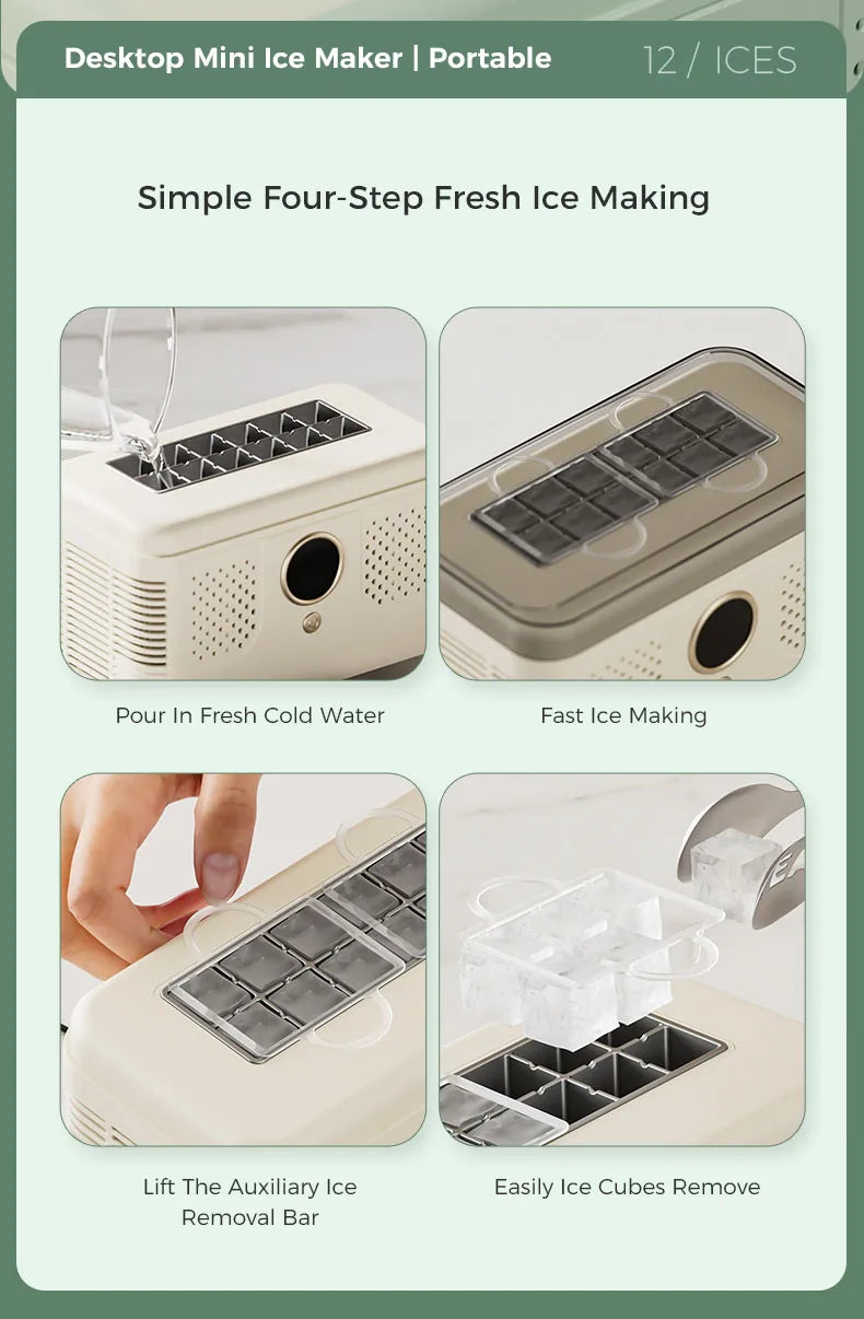 12v/220v Mini Ice Maker Car Dorm Office Camping