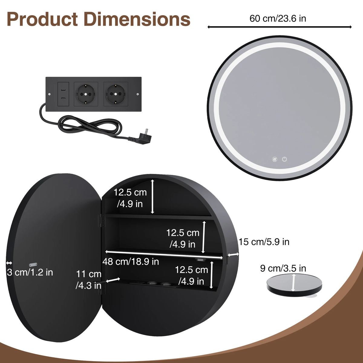 Smart Light Led Bathroom Cabinet Storage Wall Mounted
